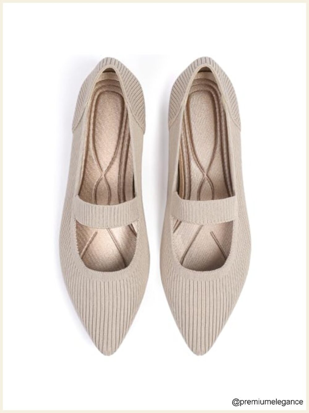 Women's Pointed Toe Knit Mary Jane Flats Breathable Comfortable Dressy Ballet